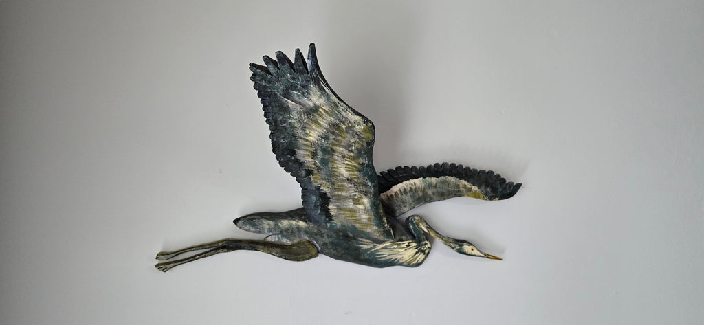 Rare Great Blue Heron Folk Art