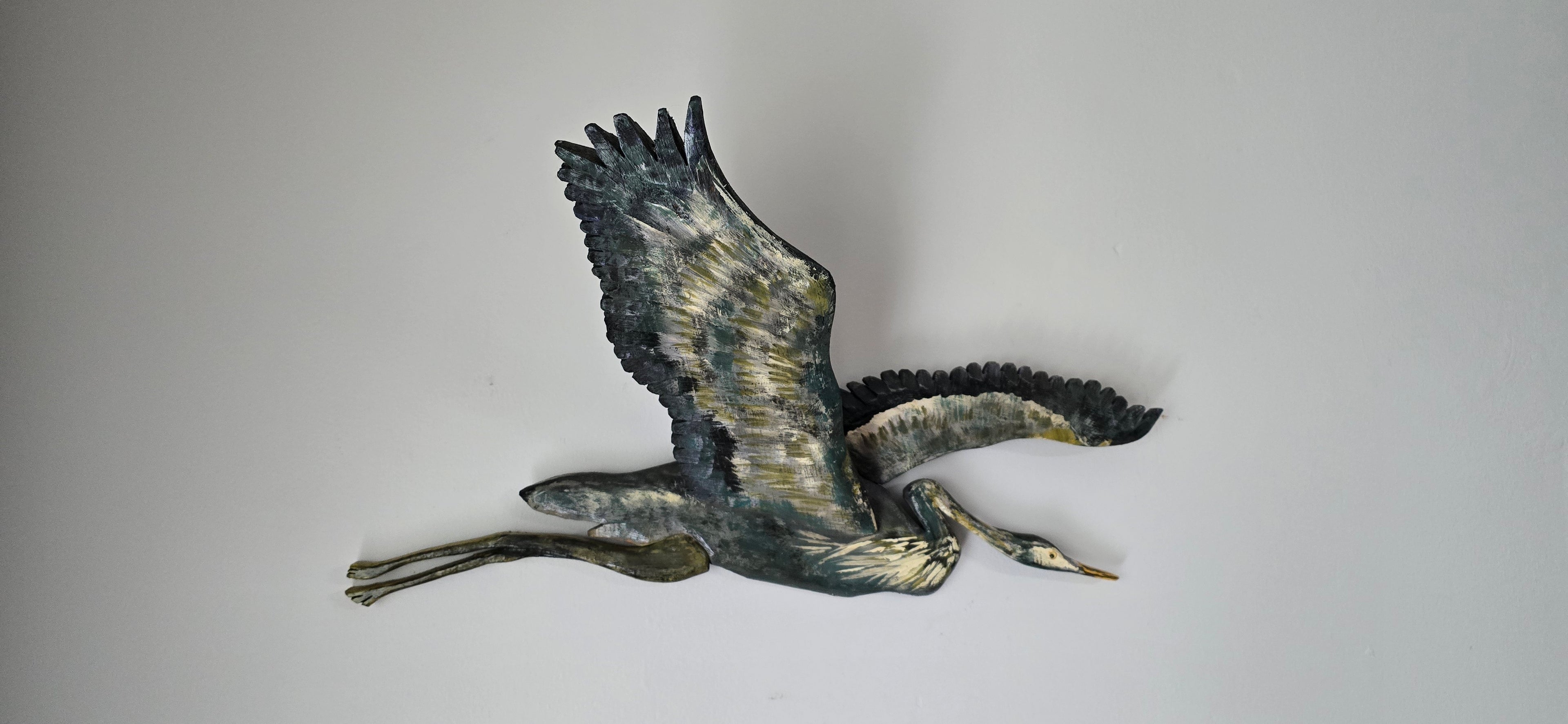 Rare Great Blue Heron Folk Art