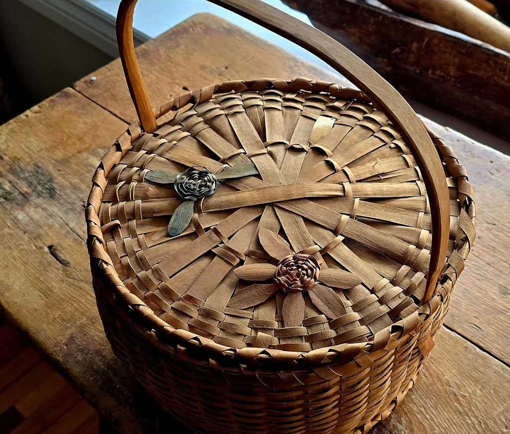 Miikawaadad Early Floral Indigenous Splint Basket