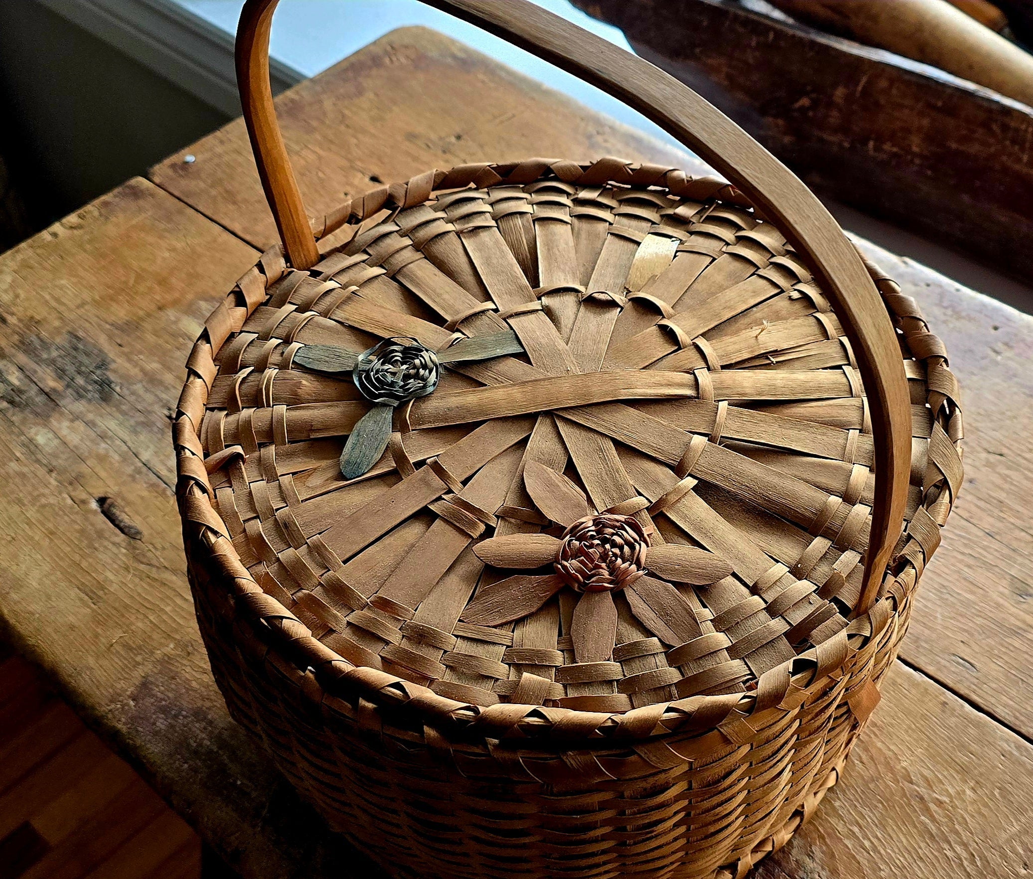 Miikawaadad Early Floral Indigenous Splint Basket