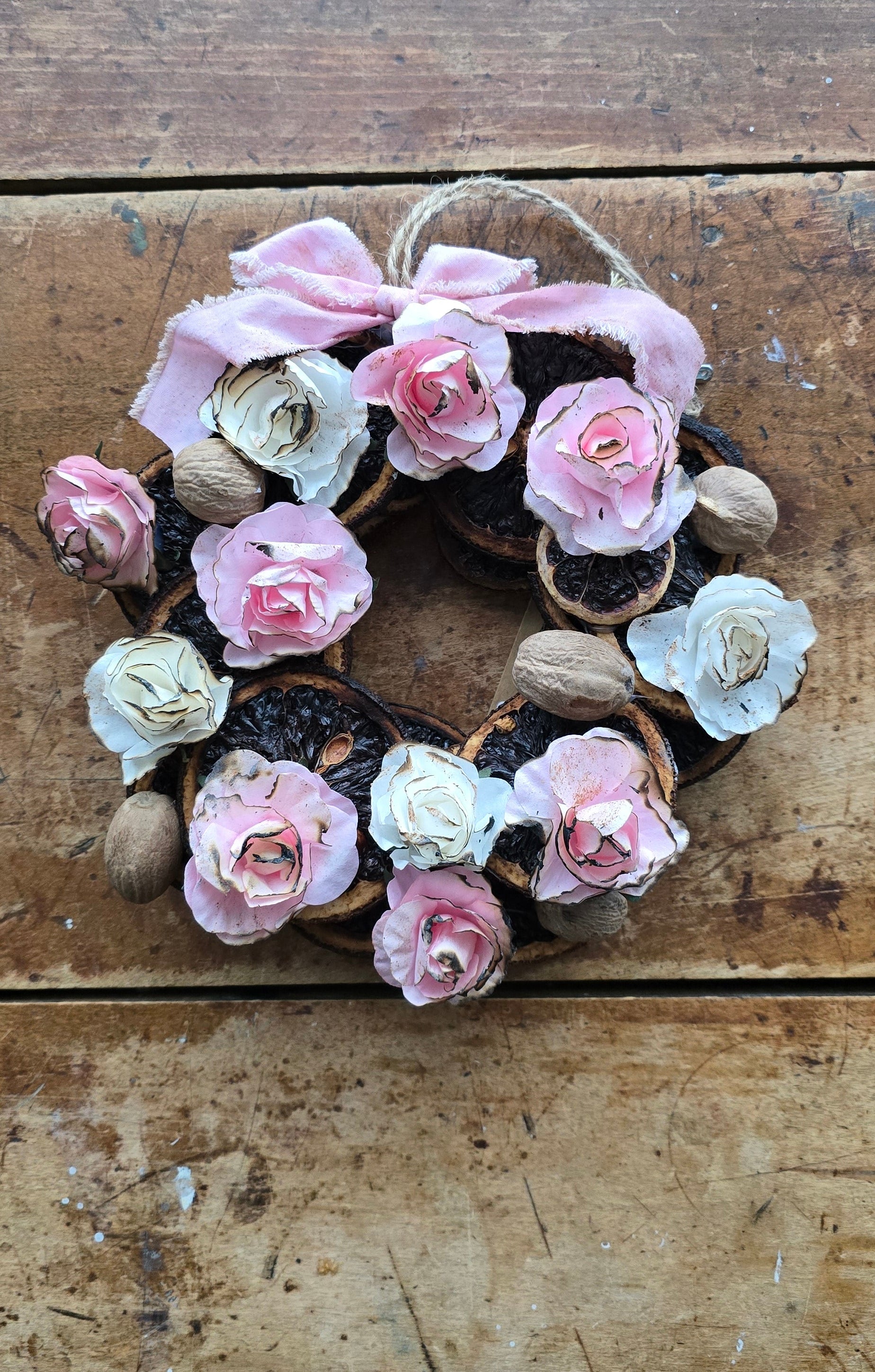 Paper Prim-Floral and Grunge-Fruit Wreath