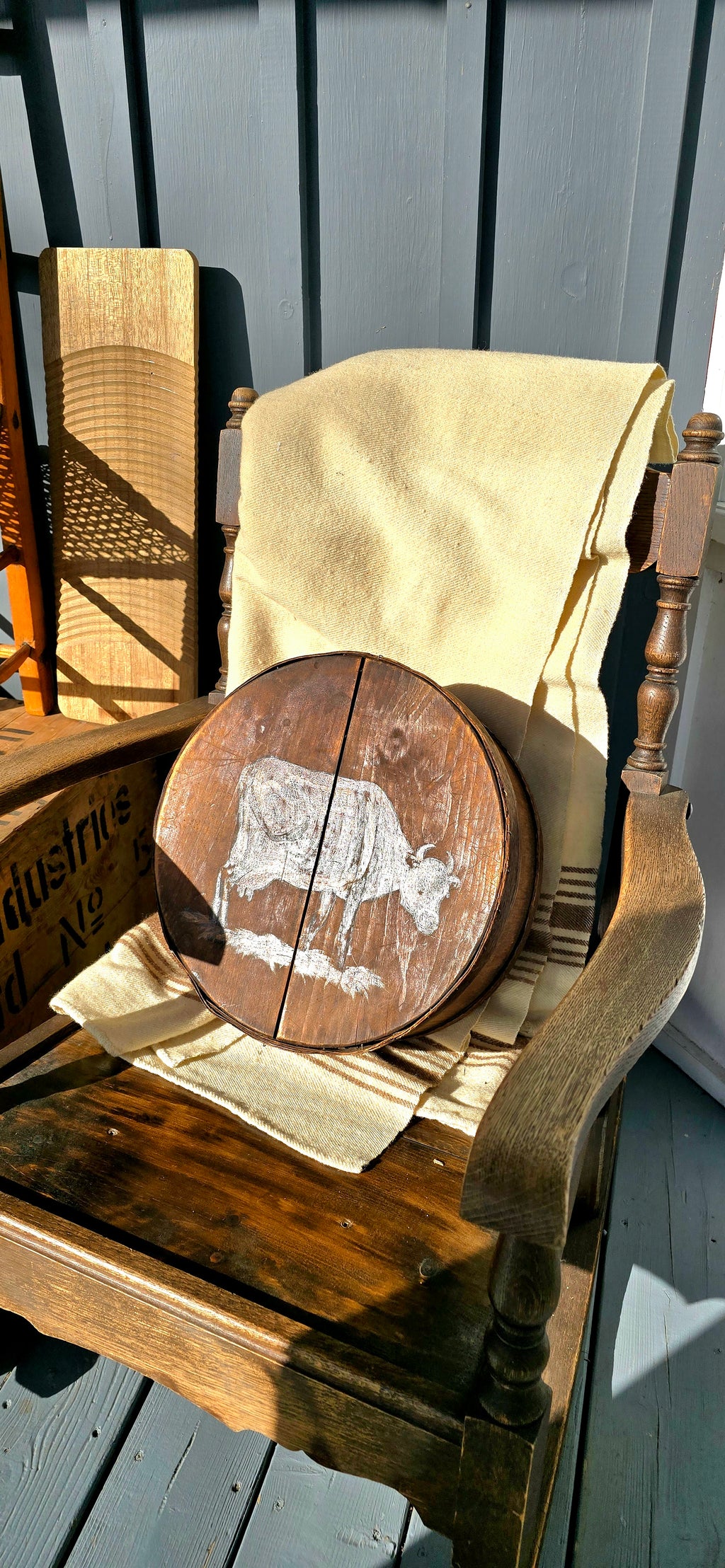 Primitive Cow Wood Splint Box