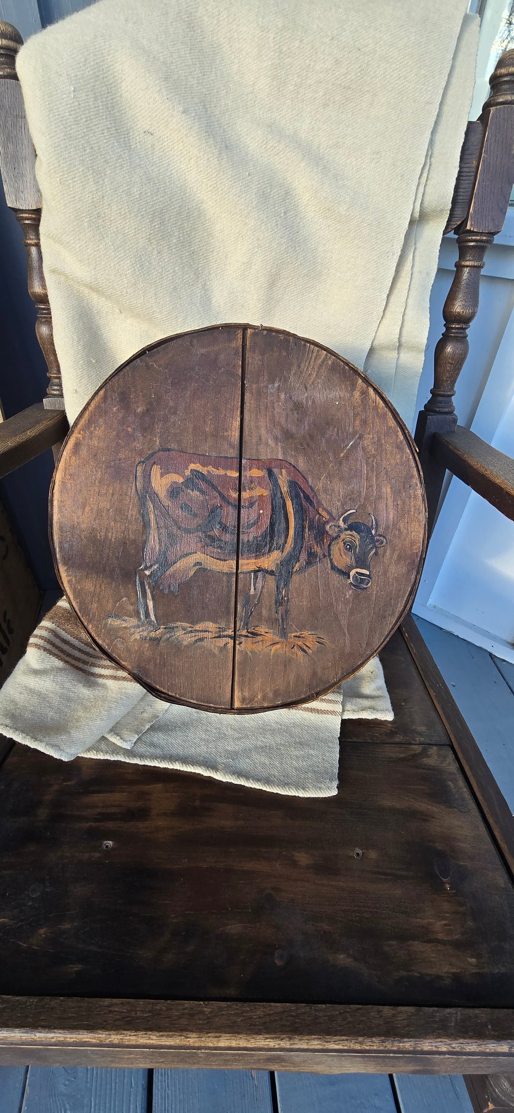 Primitive Cow Wood Splint Box