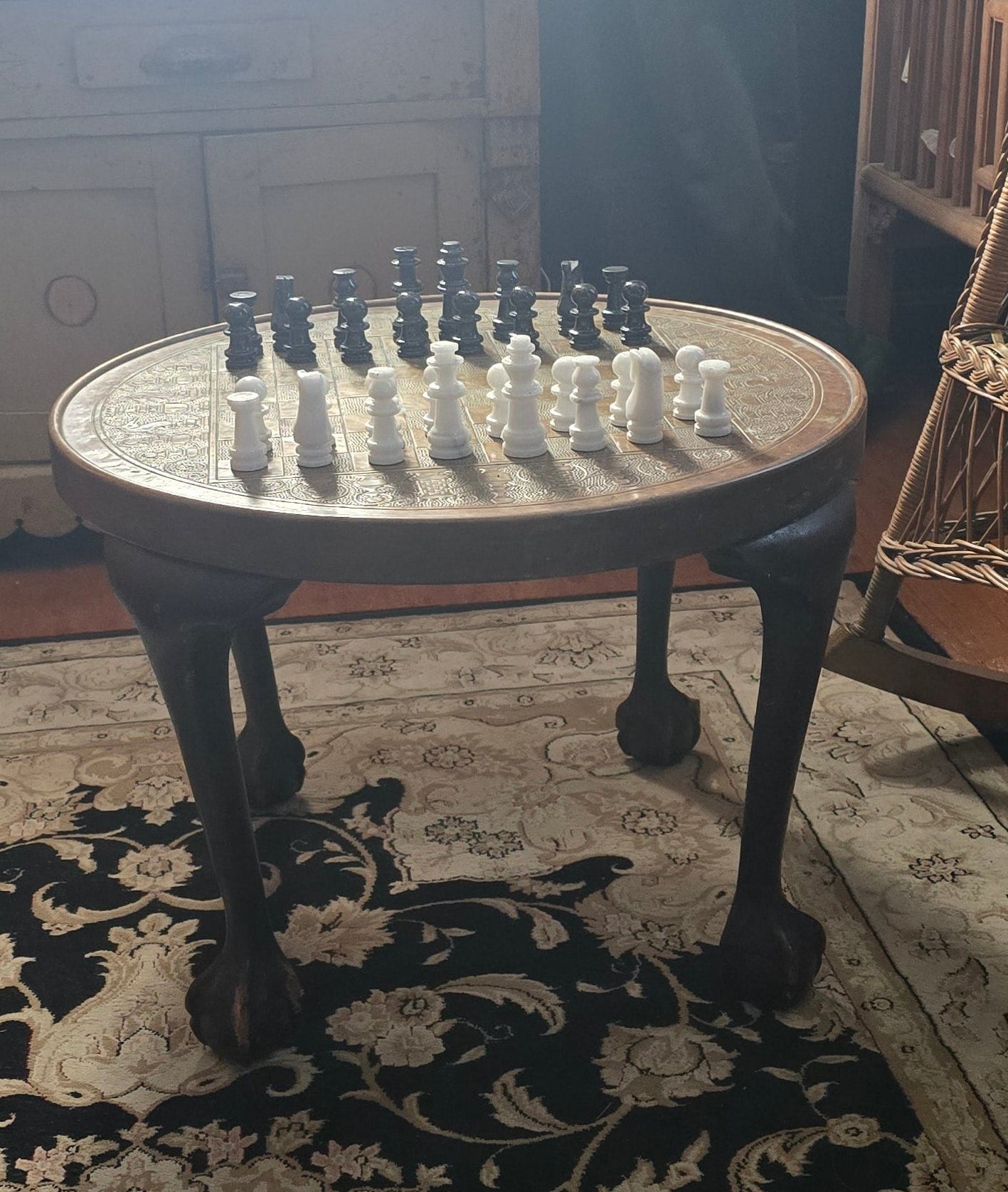 Embossed Brass Chess Table