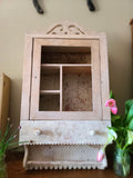 Antique White Chippy Medicine Cabinet Crown