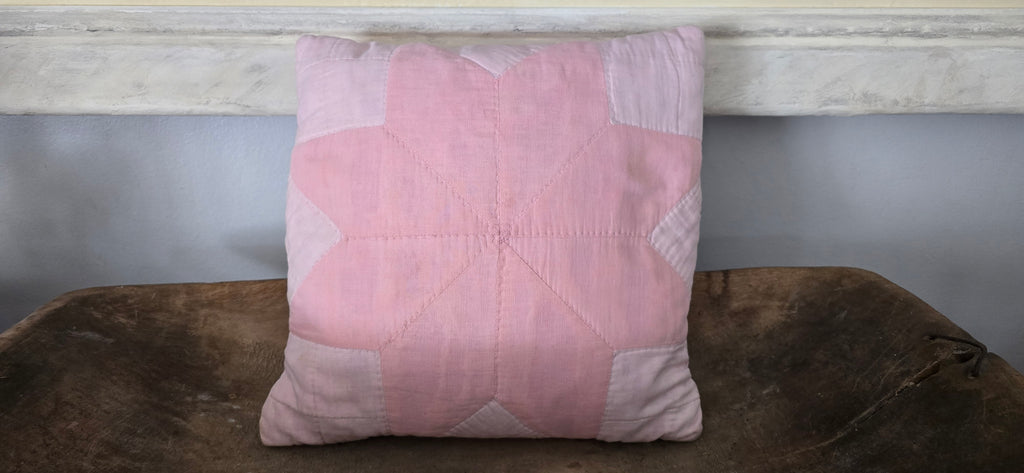 Antique Pink Square Quilt Pillow