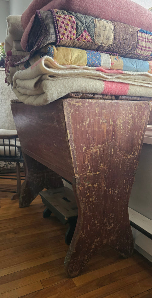 1880 Raised Red Dough Box & Lid