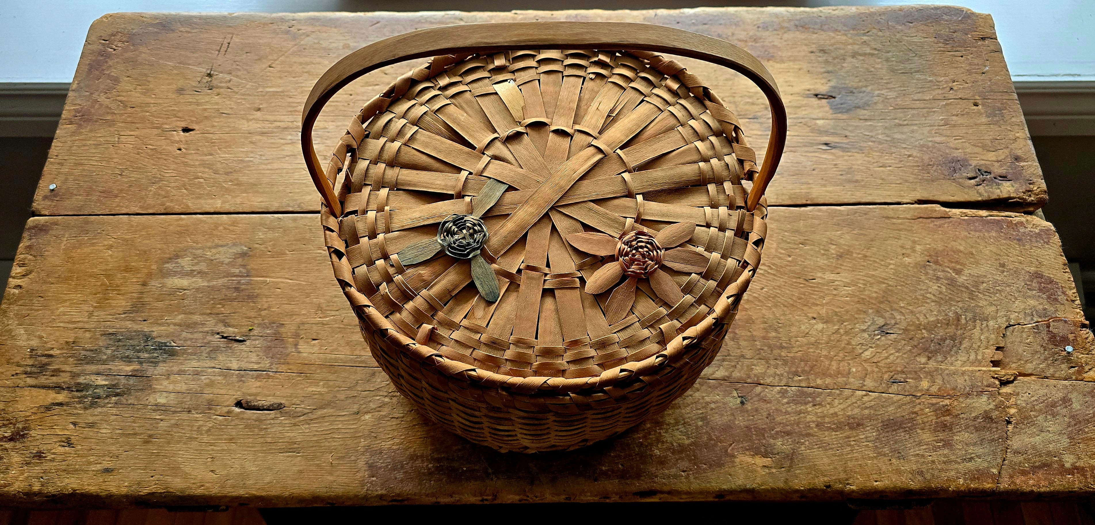 Miikawaadad Early Floral Indigenous Splint Basket