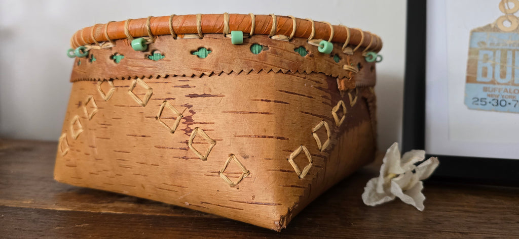 Beadwork Birch Bark Basket