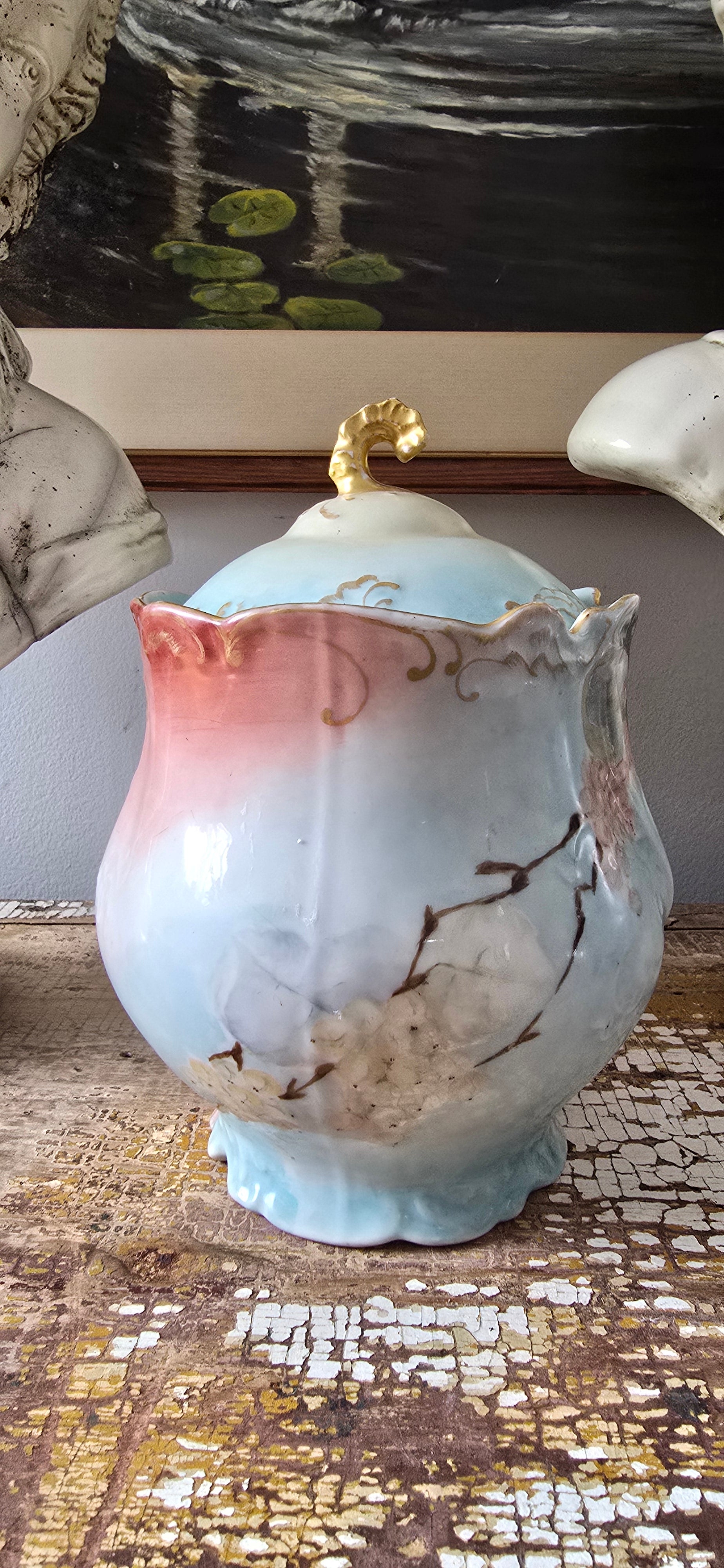 French Limoges Biscuit Barrel
