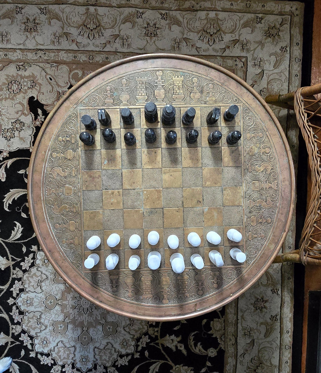 Embossed Brass Chess Table