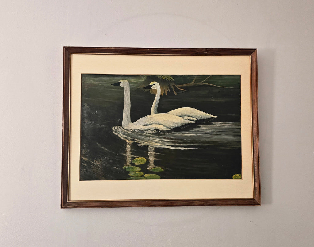 Swan Antique Oil Painting