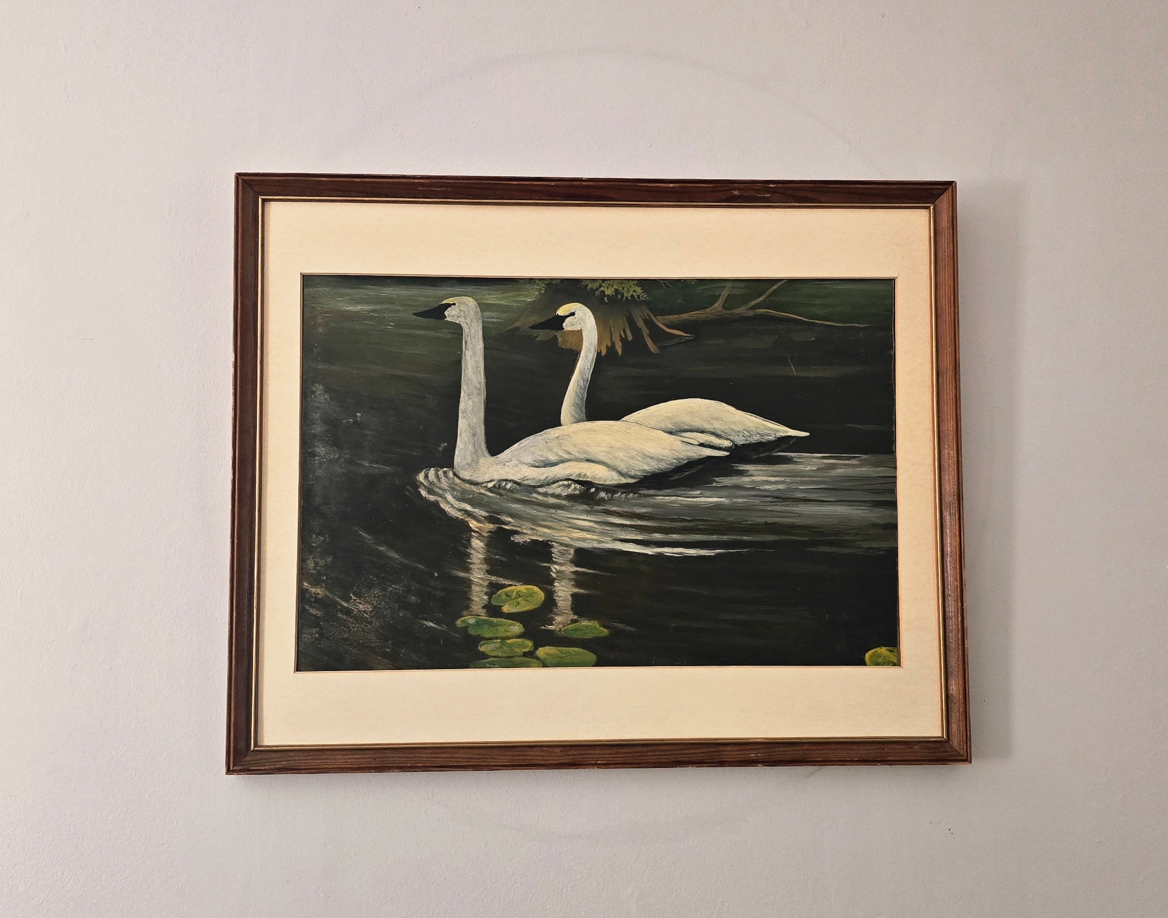 Swan Antique Oil Painting