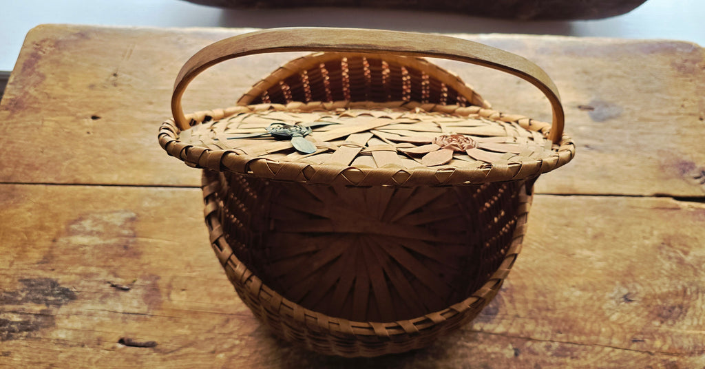 Miikawaadad Early Floral Indigenous Splint Basket