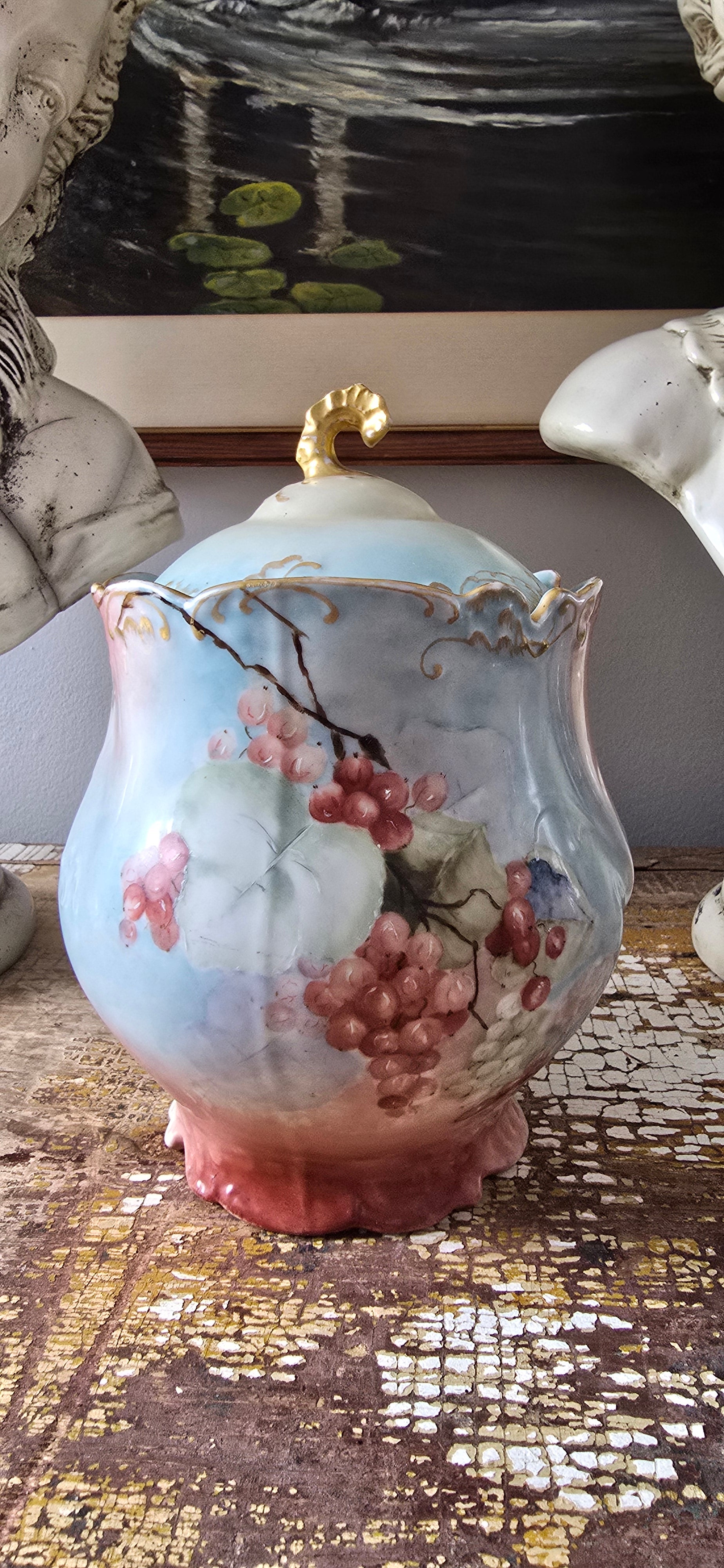 French Limoges Biscuit Barrel
