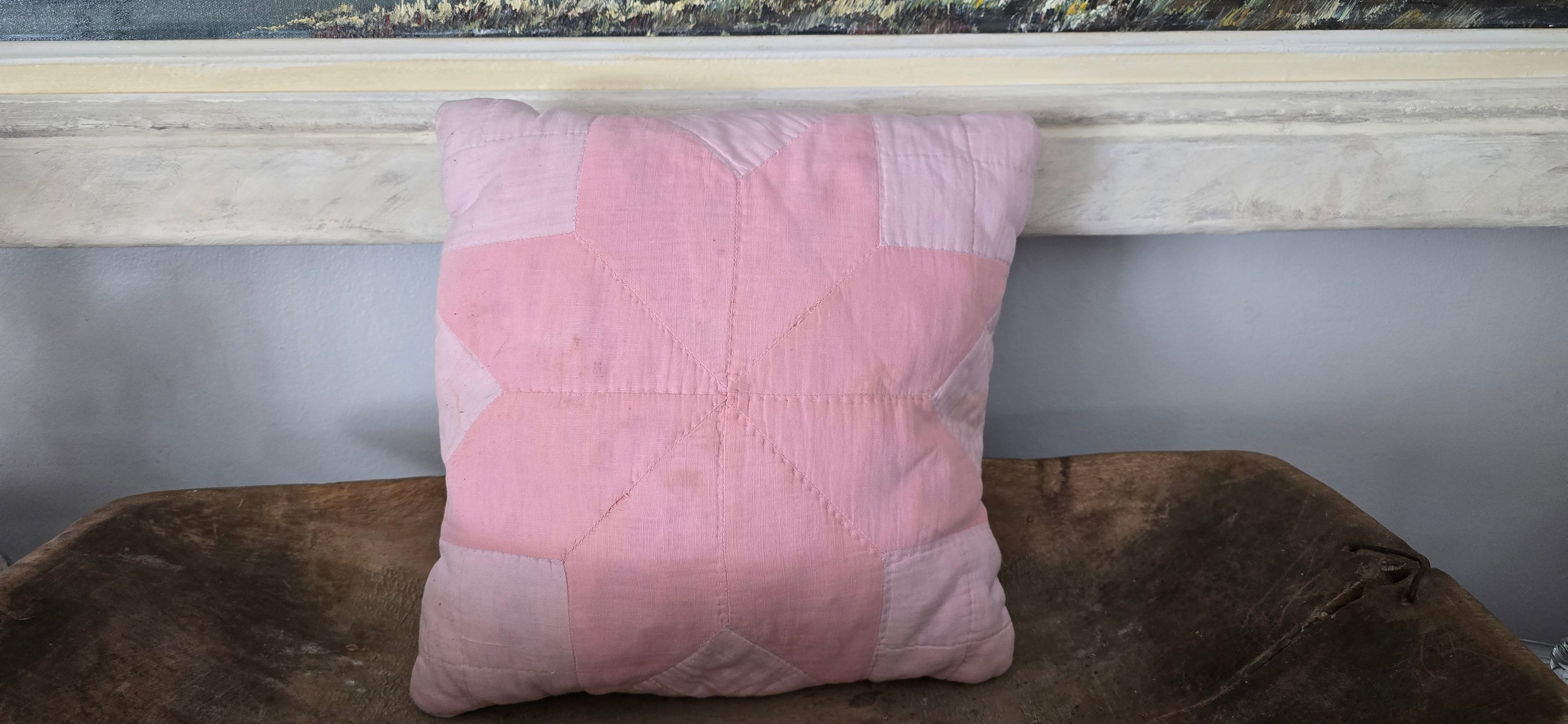 Antique Pink Square Quilt Pillow