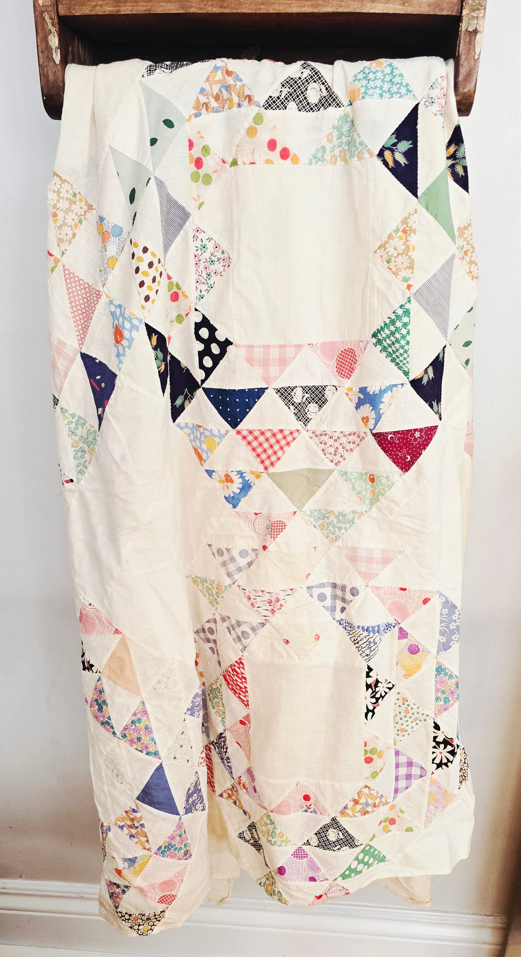 Rare Eastern Linen Patch Quilt Sheet