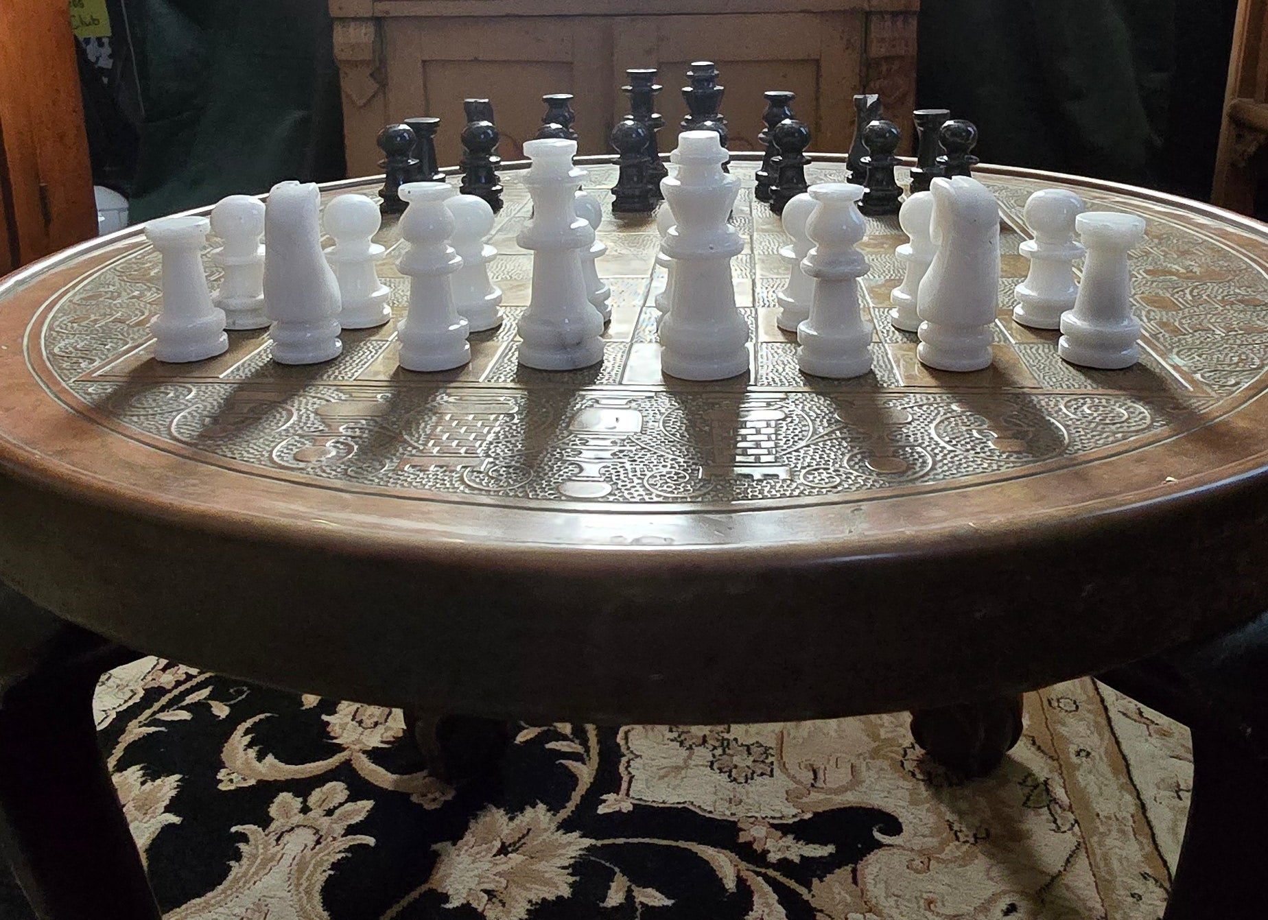 Embossed Brass Chess Table