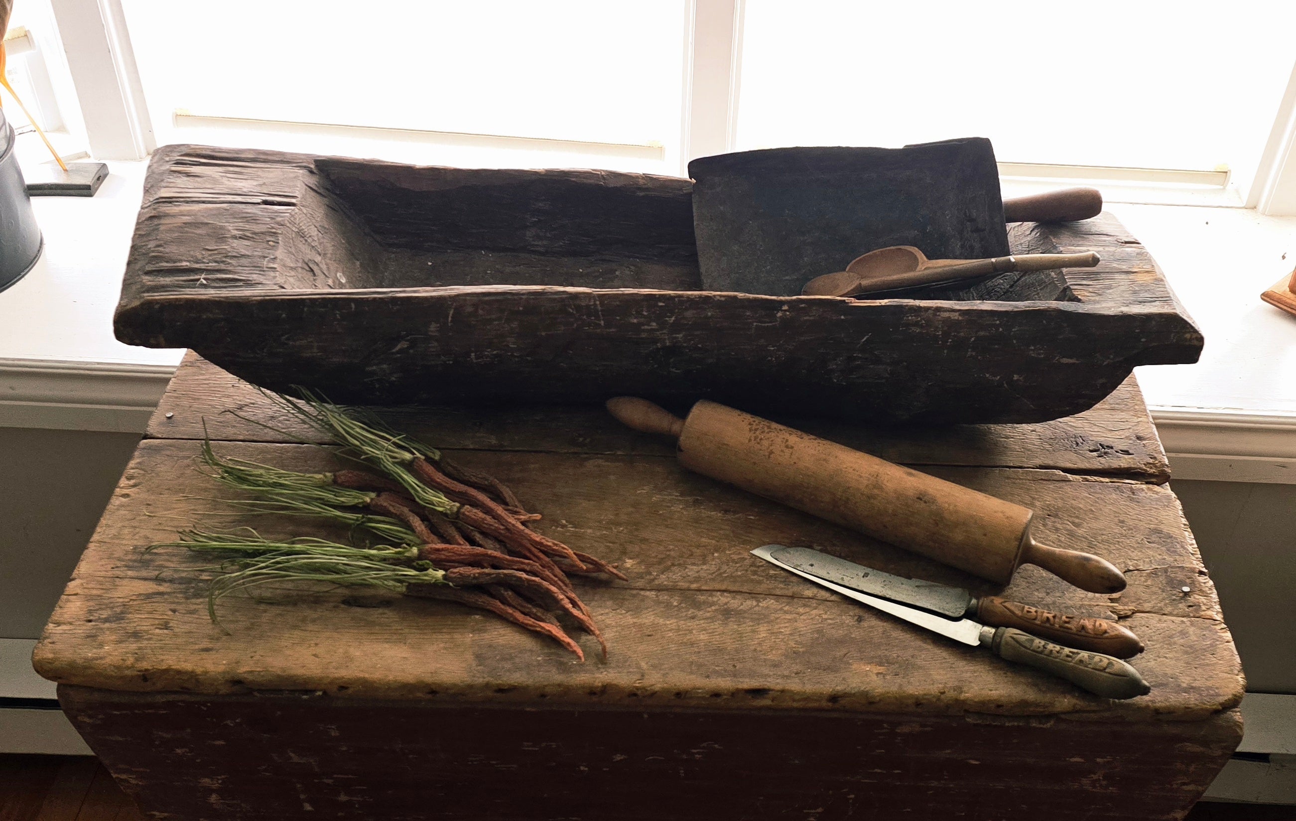 OOAK Solid Primitve Log Trough