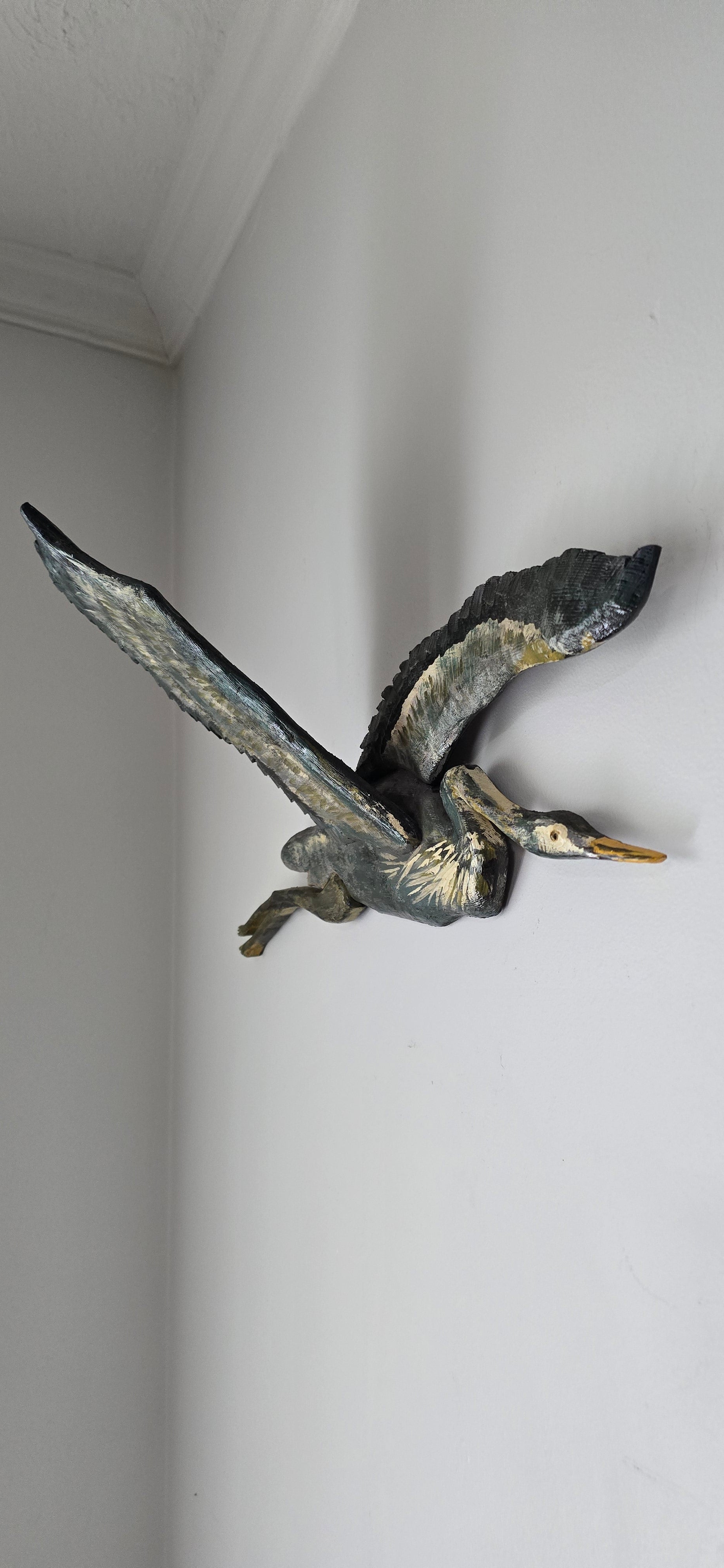 Rare Great Blue Heron Folk Art