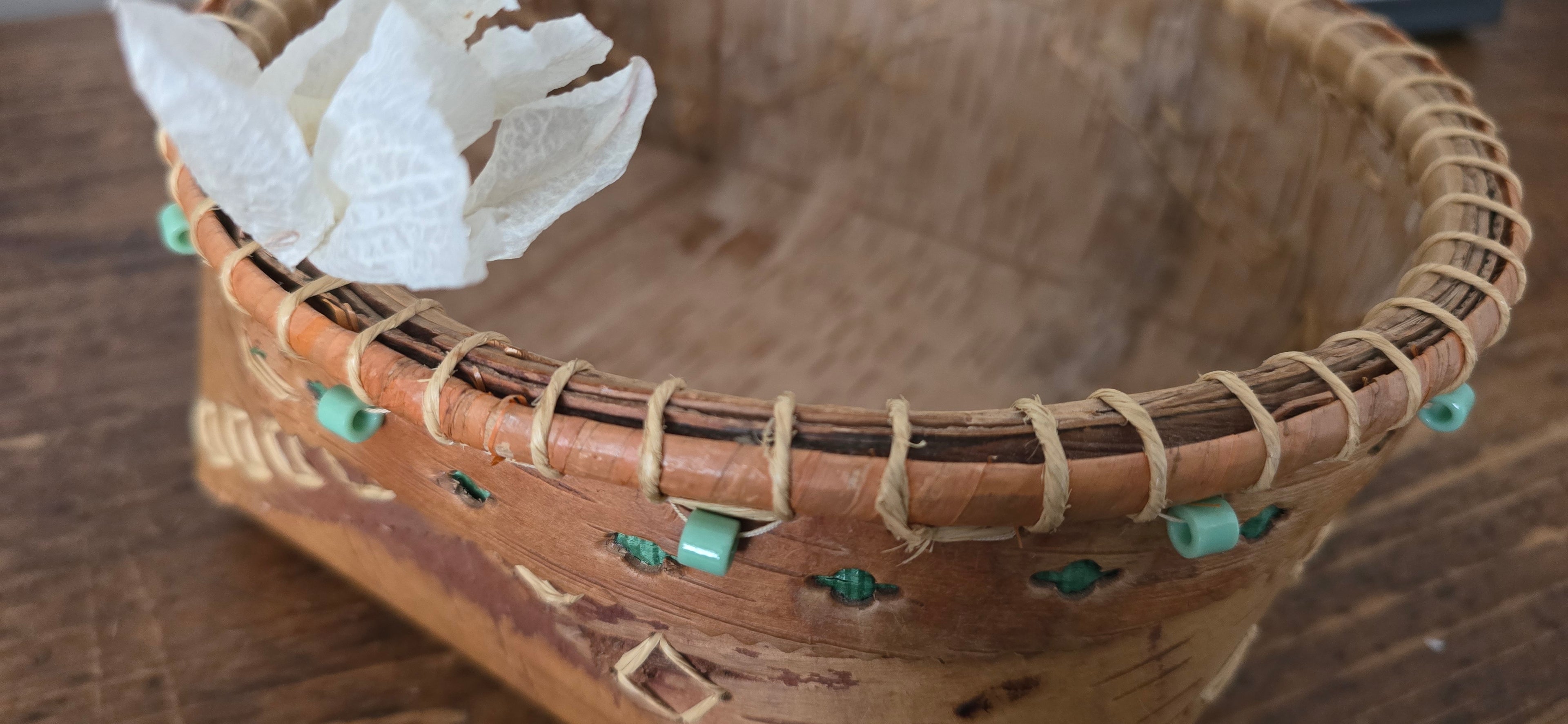 Beadwork Birch Bark Basket